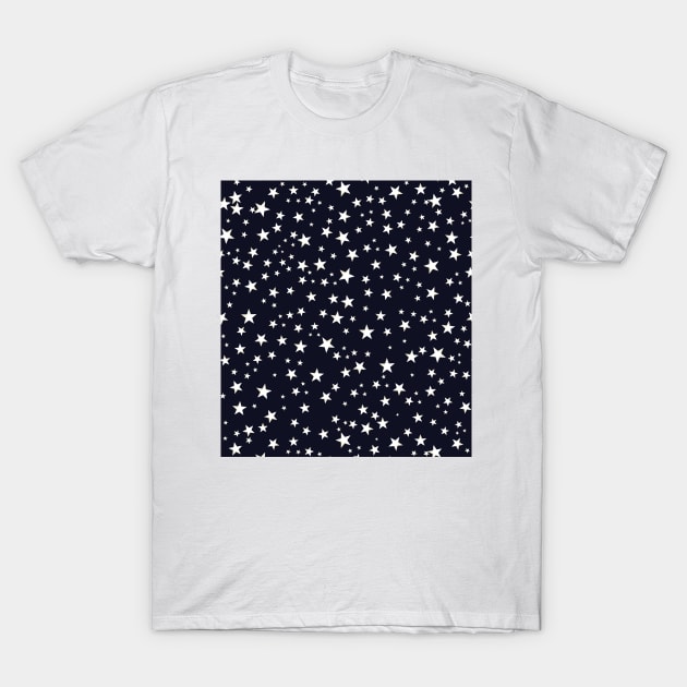 Shining golden and white colored stars T-Shirt by GULSENGUNEL